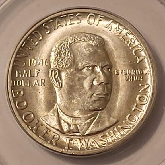 1946 D Booker T Washington Commemorative Silver Half Dollar MS66 ANACS - Picture 3 of 4